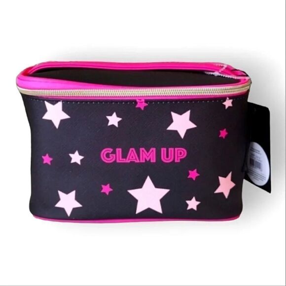 French Bull Black Pink Glam Up Large Cosmetic Travel Case Organizer NWT - Picture 13 of 16